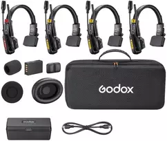 Garso įranga - Godox Skytalk Air 4S interkomo sistema 4 vartotojams 500m nuotolis juoda