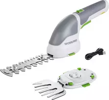 WORKPRO belaidės žolės ir krūmų žirklės 3,6 V Li-ion 2 Ah, 2 ašmenų rūšys, pjovimo plotis 75 mm, baltos