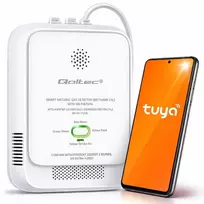 Qoltec 52651 gamtinių dujų nuotėkio jutiklis | CH4 detektorius | NG | Tuya | Wi-Fi | 85dB signalizacija | LED