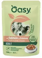 Šunų maistas - Oasy Strips in Gravy Adult su lašiša ir bulvėmis 100g
