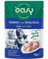 Kačių maistas - Oasy More Love Tuna with Sole šlapias maistas 70g