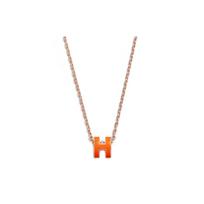 Hermes Mini Pop H Pendant Vibrant Orange Gold Plated Necklace Women necklace Rose-Gold H147992FO02 Box+Shopping Bag