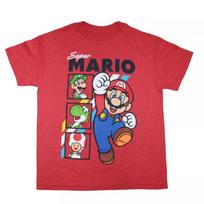 Super Mario Bros - Super Mario & Friends Big Boy's Red T-Shirt NEW 140