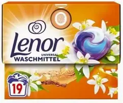 Orange Skalbimo kapsulės LENOR All in 1 Universal Oranžinis Blossom & Peach, 19 vnt.