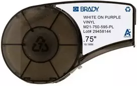 Brady M21-750-595-PL, Violetinė, Balta, Lipni spausdintuvo etiketė, Vinilinė, Terminio perkėlimo, Akrilo, Nuolatinė