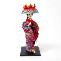 Japanese Ryukyu Dance Doll 9-inch Figurine, Red, 303-123