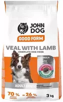 JOHN DOG Good Form Medium an large breeds Veal su ėriena – sausas Maistas šunims – 3kg