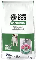 JOHN DOG Good Form Small breeds vištiena with jautiena – sausas Maistas šunims – 3kg