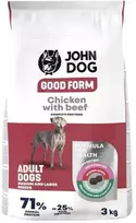 JOHN DOG Good Form Medium and large breeds vištiena with jautiena – sausas Maistas šunims – 3kg