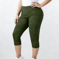 Women's Casual Plus-Size Athletic Yoga Leggings With Elastic Waist And 7/8 Length L armijos žalia spalva