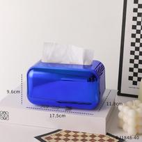 Fashionable Luxury Gold Tissue Box Series Storage Napkin Holder Paper Box Decoration Desktop Tissue Holder Kitchen Tissue Box mėlyna