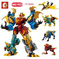 SEMBO 4in1 Transformuojamas Robotas Mecha Statybiniai Kaladėlių Rinkiniai Dinzaurų Pasaulis Mech Modelio Surinkimo Kaladėlės Vaikų Žaislai Berniukų Gimimo Dienos Dovana