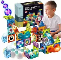 Magnetinės konstruktoriaus kaladėlės vaikams su kamuoliukų taku Rainbow Magnetic Tiles 108 dalių