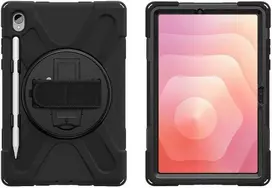 Armored Dėklas with handle 4smarts Rugged Dėklas Grip for Samsung Galaxy Tab S11 juodos spalvos