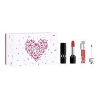 DIOR Intense Blue Gold Lipstick Enchanting Lip Gloss Makeup Set Pink Butterfly Limited Gift Box Velvet Moisturizing and Vitrant Lips 3.5g+6ml mėlyna