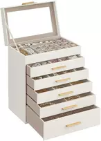 Songmics Papuošalų dėžutės organizatorius 25.1x16.3x29 cm Baltas laikymas