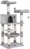 Songmics Kačių medis 143x55x45 cm Pilkas aksominis audinys