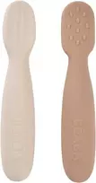 BEABA 2 VNT. SILIKONINIŲ ŠAUKŠTELIŲ RINKINYS +4 MĖN, PRALINE/CLAY
