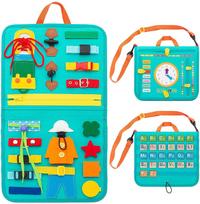 Montessori Toys Busy Board Sensory Activity Developing Board for Fine Motor Skills,Learning Board for Toddlers žalia