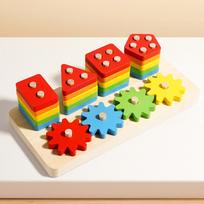 Montessori Educational Wooden Toys Preschool Children Busy Board Count Shape Colors Match Puzzle Learning Toys Gifts