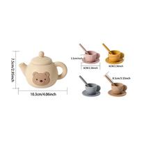 Bear pretend play toy teapot set, afternoon tea household silicone teapot, children's tea set, pretend play, gift for girls and