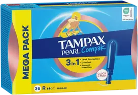 Tampax Compak Pearl Regular Tamponai Su Aplikatoriumi, 36 vnt.