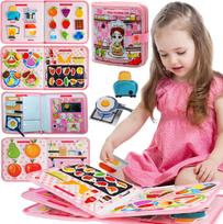 Toddler Busy Board Montessori Toys Busy Book Educational Learning Sensory Toys for Girls Motor Skills Preschool Travel Activitiy
