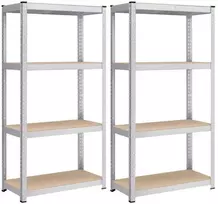 Songmics Lentynų komplektas, 2 vnt., plienas ir MDF, reguliuojamo aukščio, sustiprintas sandėliavimas