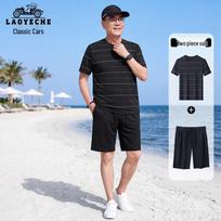 LAOYECHE Men's Summer Two-Piece Casual Sport Set 185 juoda