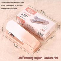 360° Rotatable Gradient Stapler, Large Size, for Student & Office Use, No. 12 Staples rožinė