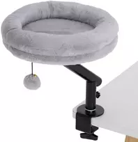 PawHut Katės lovelė ant stalo, Katės lova prie stalo su 360° sukimosi funkcija, reguliuojamu aukščiu, Katės gultas su nuimamu, skalbiamu skalbimo mašinoje, katėms iki 6kg, namų biurui, pilka