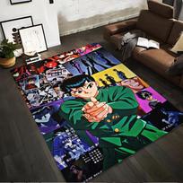 Anime Style Rug with Green Uniform Boy and Colorful Collage Design Suitable for use as an anti-slip for living room bedroom sofas 40x60cm( 15x23in )