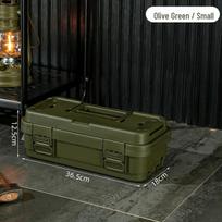 Double-Layer Multi-Functional Flip-Top Tool & Art Storage Box with Snap Closures for Camping & Repair