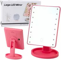 Kosmetinis veidrodis su LED apšvietimu, pink