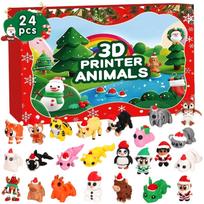 24pcs 3D Printer Animal Figures Christmas Countdown Calendar Set with Blind Box Surprise for Holiday Decoration and Collectible Toys One Size