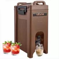 Izoliuotas gėrimų dozatorius, 19L karštų ir šaltų gėrimų serveris su čiaupu ir rankena, maistinis terminis gėrimų dozatorius kavinėms ir restoranams, rudas, didelės talpos gėrimų indas, termo gėrimų talpa