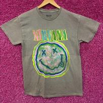 Nirvana Nevermind Smiley Face Mineral Wash Logo Tshirt size Large S