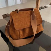Retro Brown Velvet Versatile Large Crossbody Shoulder Bag for Women - Autumn/Winter 2025 Trend 29x14x19 karamelinė spalva
