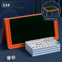Travel Portable Mini Mahjong Foldable Wooden Production Table Cute Mini Hand Playing Mahjong Interesting Decompression Game mėlyna