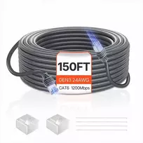 Starlink 45.72 m didelės spartos tinklo ilginamasis kabelis, CAT6 standartas su 24 AWG varine šerdimi, lauko ir vidaus naudojimui, ilgo nuotolio duomenų perdavimo laidas, interneto ryšio prailgintuvas