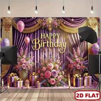 2D Luxurious Palace Happy Birthday Backdrop Banner for Elegant Party Supplies 47.2x31.5inch/120*80cm