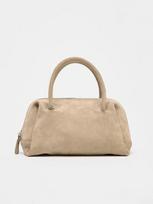 Ladies' single-shoulder bag, suede hand-held crossbody zipper bowling bag, Bost Korean wave women's bag S smėlis