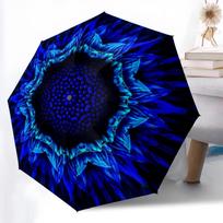 Blue Sunflower Print Folding Umbrella, Auto Open/Close, UV Protection, Windproof Compact Travel Umbrella