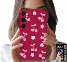 Etui Do Samsung Galaxy M55 5G - Wisienki, Wiśnie Na Bordowym Tle + Folia