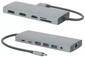 Carruzzo Mobilis 020028 knyginių kompiuterių dokas / jungčių replikatorius Vielinis USB 3.2 Gen 1 (3.1 Gen 1) Type-C Pilka