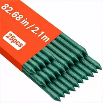 Sodo kuoliukai augalų paramai, plastiku dengti metaliniai pomidorų kuoliukai, 25 vnt. pakuotė 2100 mm, augalų atraminės lazdelės, sodo atraminiai stulpai