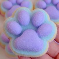 Fuzzy Cat Paw Squishy Toy Soft Mochi Slow Rebound Stress Relief Cute Fidget Decompression Toy violetinė