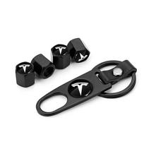 Car Accessories Metal Wheel Tire Valve Caps With Wrench Keychain For Tesla Model 3 2022 S X Y Style Roadster Invader Coil Mod WY juoda