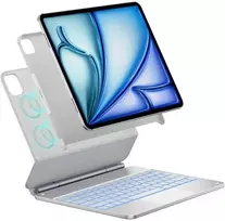 Dėklas Typecase Edge + su klaviatūra do iPad Pro 13" 2024/2025 sidabrinė