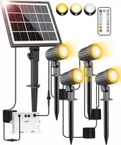 CLY lauko saulės šviestuvų rinkinys, 4 vnt., LED, 5000 mAh, IP66, su nuotolinio valdymo pultu